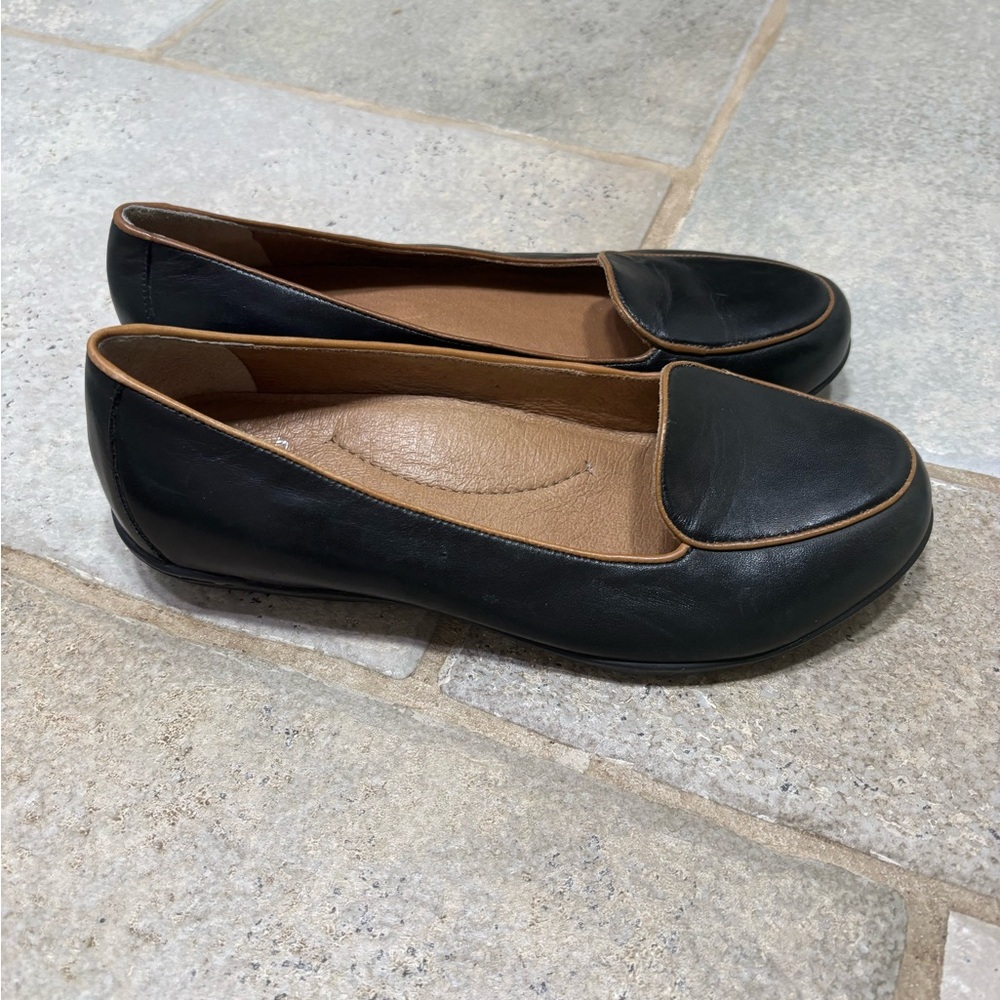 Dansko Nastacia Nappa Leather Slip on Flats Loafer Size 37 (6.5/7) Black